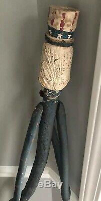 GARY YOST Folk Art Stick Figure 59 Tall Uncle Sam Patriotic One-of-a-kind