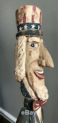 GARY YOST Folk Art Stick Figure 59 Tall Uncle Sam Patriotic One-of-a-kind