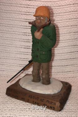 Gene Zesch I've Enjoyed As Much As I Can Stand Cowboy Wood Carving Sculpture'89