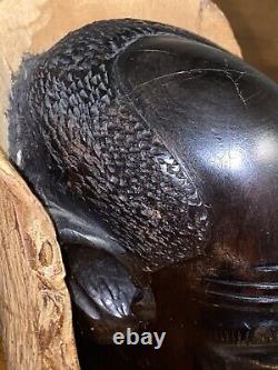 Genuine African Folk Art Small Bust Of A Head Hand Carved & Signed By Artist