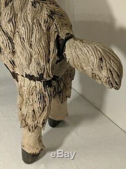 Gorgeous Large Antique Carved Wood Painted Sheep Lamp Nativity Folk Art