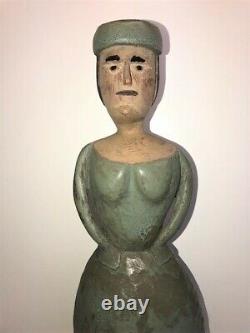 Great 15 Carved and Painted Folk Art Figure Of A Woman