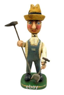 Great 2004 Folk Art Hand Carved Farmer by Robert Holland East Longmeadow Mass 8