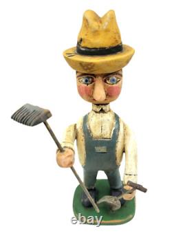 Great 2004 Folk Art Hand Carved Farmer by Robert Holland East Longmeadow Mass 8