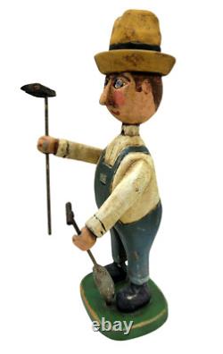 Great 2004 Folk Art Hand Carved Farmer by Robert Holland East Longmeadow Mass 8
