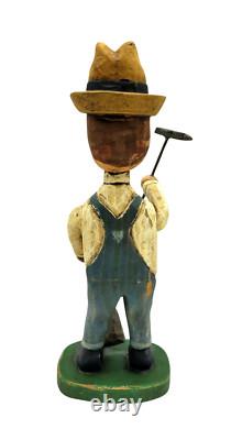 Great 2004 Folk Art Hand Carved Farmer by Robert Holland East Longmeadow Mass 8