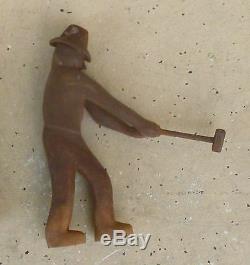 Great 9 Wpa Ashcan School Folk Art Wood Carvings Of Workers W Sledge Hammers