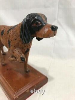 Great c1916 Folk Art Carved Wood & Painted German Longhaired Pointer Dog A. M. F