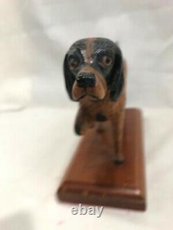 Great c1916 Folk Art Carved Wood & Painted German Longhaired Pointer Dog A. M. F