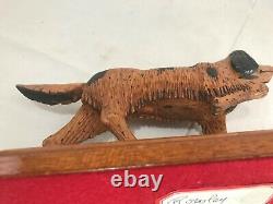 Great c1916 Folk Art Carved Wood & Painted German Longhaired Pointer Dog A. M. F