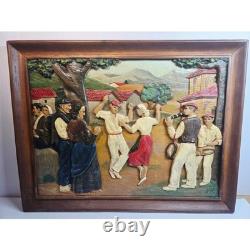 Greek Folk Art, hand carved, rich color, wood, lightweight, small fishing town