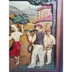 Greek Folk Art, hand carved, rich color, wood, lightweight, small fishing town