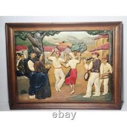 Greek Folk Art, hand carved, rich color, wood, lightweight, small fishing town