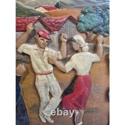 Greek Folk Art, hand carved, rich color, wood, lightweight, small fishing town