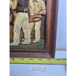 Greek Folk Art, hand carved, rich color, wood, lightweight, small fishing town