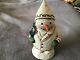 Greg Guedel Folk Art Original Carved Wood Snowman, Early Piece Signed & Dated