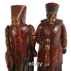 Group of Four Russian Folk-Art Hand-Carved Painted Wood