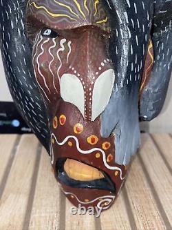 Guerrero Mexican Folk Art Carved Wood Mask, Face with Monkey- 12 Jungle Scene