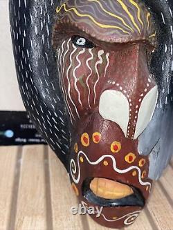 Guerrero Mexican Folk Art Carved Wood Mask, Face with Monkey- 12 Jungle Scene