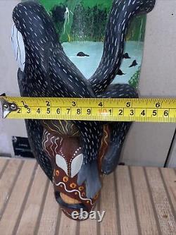Guerrero Mexican Folk Art Carved Wood Mask, Face with Monkey- 12 Jungle Scene