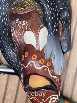 Guerrero Mexican Folk Art Carved Wood Mask, Face with Monkey- 12 Jungle Scene