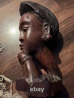 Guinea Wood Sculpture Hand Carved Statue Bust