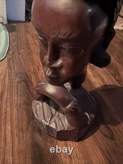 Guinea Wood Sculpture Hand Carved Statue Bust