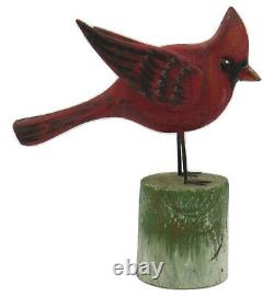 HAND CARVED CARDINAL Pennsylvania Dutch USA Wood Folk Art Bird Ben Hoover