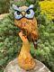 Horned Owl Chainsaw Carving White Pine Wood Owl Sculptures Original Folk Artwork