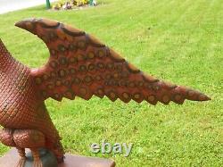 HUGE 1974 Daniel & Barbara Strawser Folk Art Carved Bird / Eagle Schimmel Style