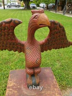 HUGE 1974 Daniel & Barbara Strawser Folk Art Carved Bird / Eagle Schimmel Style