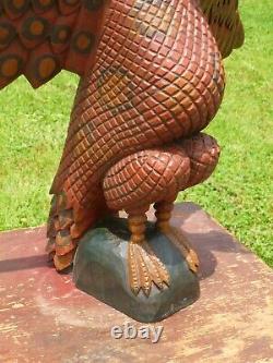 HUGE 1974 Daniel & Barbara Strawser Folk Art Carved Bird / Eagle Schimmel Style