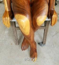 HUGE Hand Carved Wood WOMAN Folk Art Sculpture Vintage Mid-Century Modern MCM