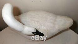 HUGE hand carved CEH wood Folk Art east coast Maryland swan duck decoy sculpture