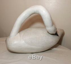 HUGE hand carved CEH wood Folk Art east coast Maryland swan duck decoy sculpture