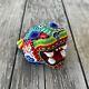 Huichol Carved Wood Beaded Mexican Jaguar Head Folk Art Figure Signed