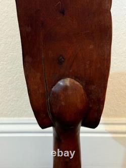 Haitian African Woman with Headdress Carved Wood Sculpture Folk Art 35.5 Signed