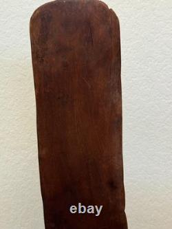 Haitian African Woman with Headdress Carved Wood Sculpture Folk Art 35.5 Signed