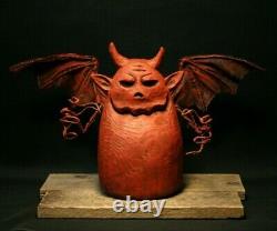 Halloween Little Demon Wood Carving, Chainsaw Carving, Wood Art, Folk Art, SHRUM