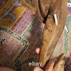 Hand Carved African Elephant Wall Sculpture Ghana Wooden Folk Art Tribal Decor