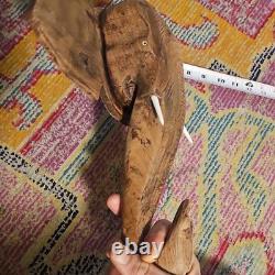 Hand Carved African Elephant Wall Sculpture Ghana Wooden Folk Art Tribal Decor