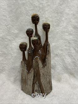 Hand Carved African Mahogany Sculpture Tribal Tree of Life Style Folk ART