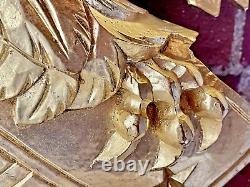 Hand Carved American Bald Eagle Patriotic Shield Wall Sculpture Gold FolkArt 44