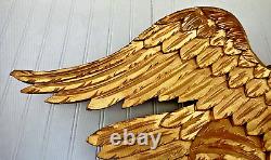Hand Carved American Bald Eagle Patriotic Shield Wall Sculpture Gold FolkArt 44