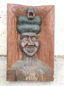 Hand Carved Antique Folk Art Coal Miner/snake Turban Carnival AAFA Terrell 1930