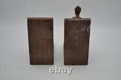 Hand Carved Bookends Seated Figural Seated Man Wood Sculpture Statue Folk Art