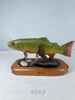 Hand Carved Brook Trout Fish Sculpture Ned Ramm Signed EQ2009 Wood Carving