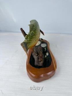 Hand Carved Brook Trout Fish Sculpture Ned Ramm Signed EQ2009 Wood Carving