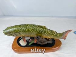 Hand Carved Brook Trout Fish Sculpture Ned Ramm Signed EQ2009 Wood Carving