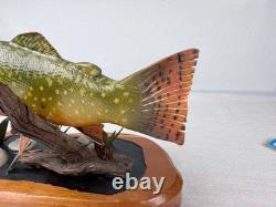 Hand Carved Brook Trout Fish Sculpture Ned Ramm Signed EQ2009 Wood Carving